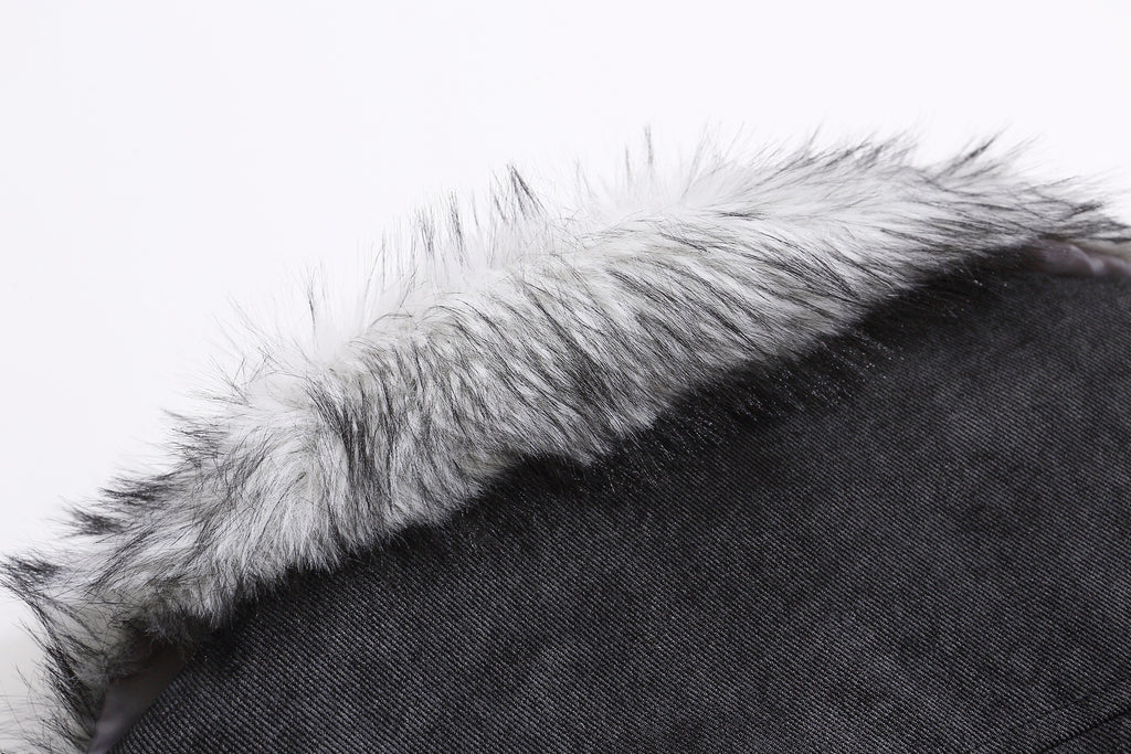 EAC–Faux Fur Collar Cropped Padded Jacket