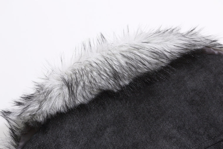 EAC–Faux Fur Collar Cropped Padded Jacket