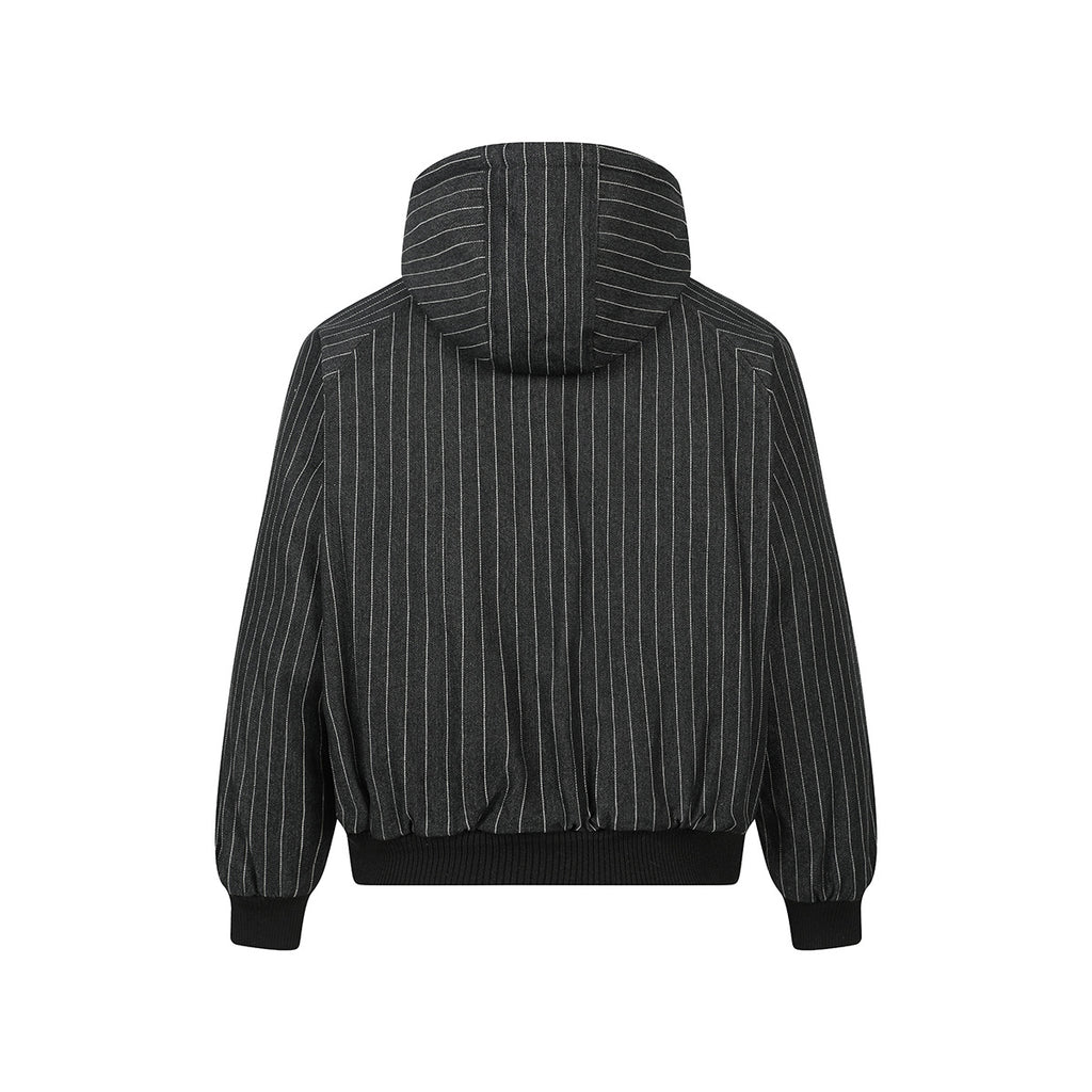 EAC–Striped Leopard Fur-Trim Hooded Padded Jacket