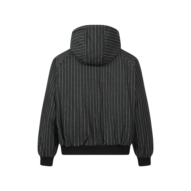 EAC–Striped Leopard Fur-Trim Hooded Padded Jacket