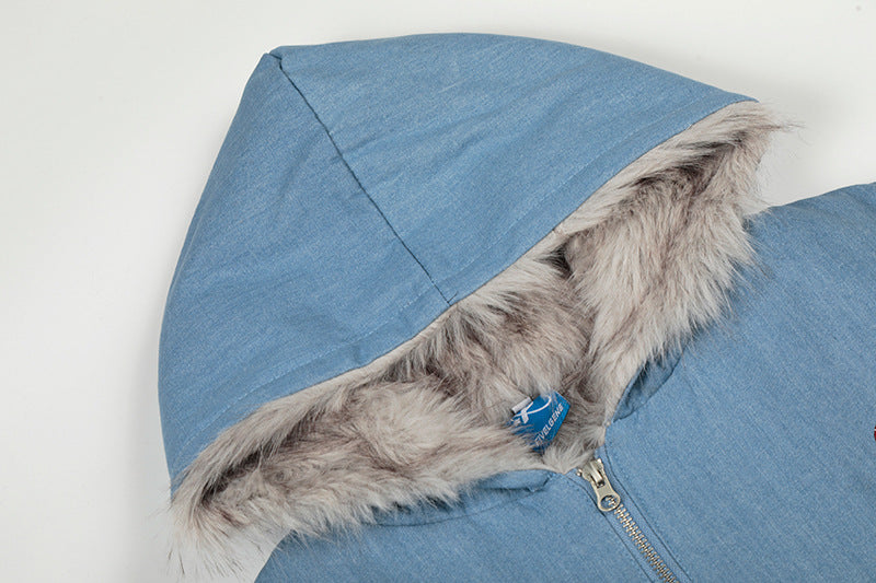 EAC–Vintage Wash Faux Fur Padded Jacket