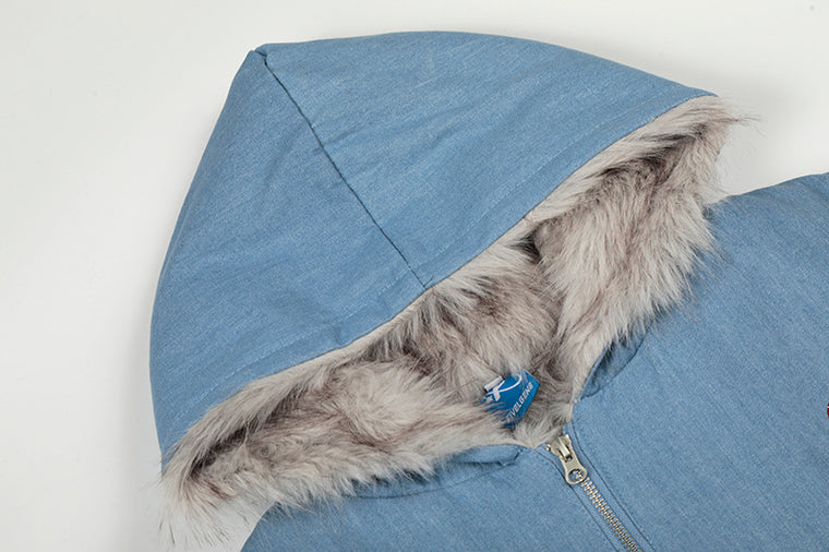 EAC–Vintage Wash Faux Fur Padded Jacket