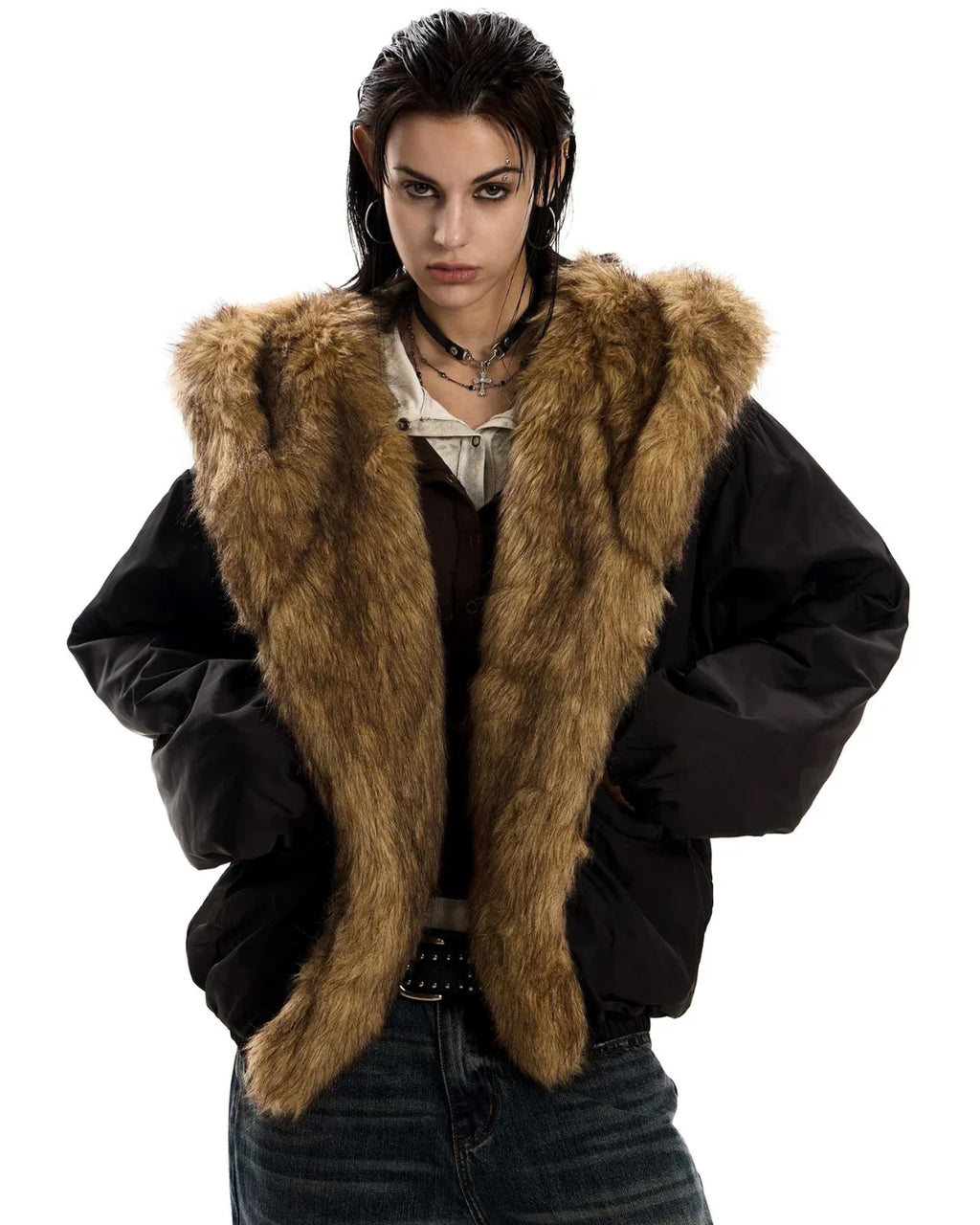 EAC–Faux Fur Trim Puffer Jacket