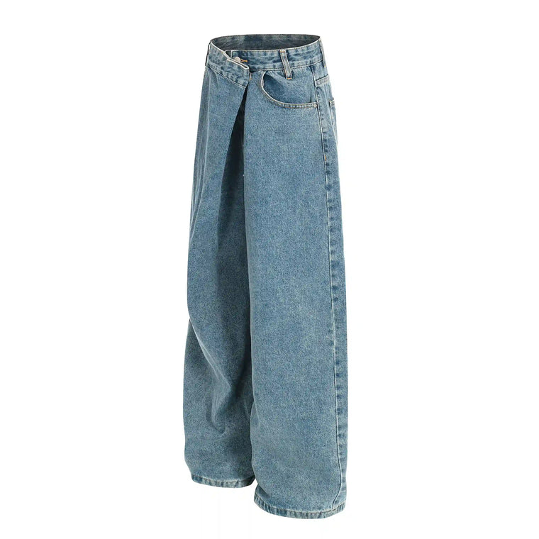 EAC–Asymmetric Front Wide-Leg Denim Jeans