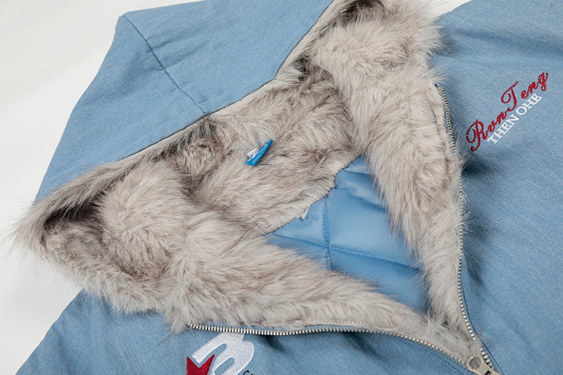 EAC–Vintage Wash Faux Fur Padded Jacket