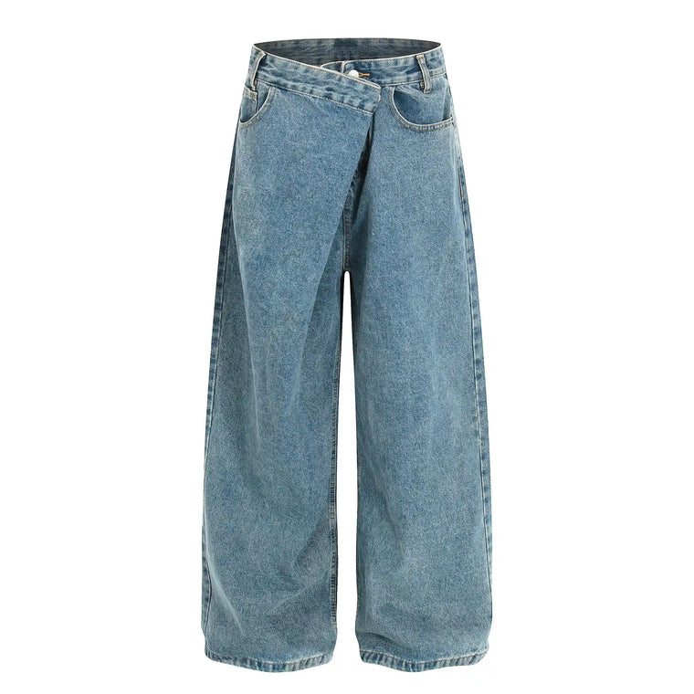 EAC–Asymmetric Front Wide-Leg Denim Jeans
