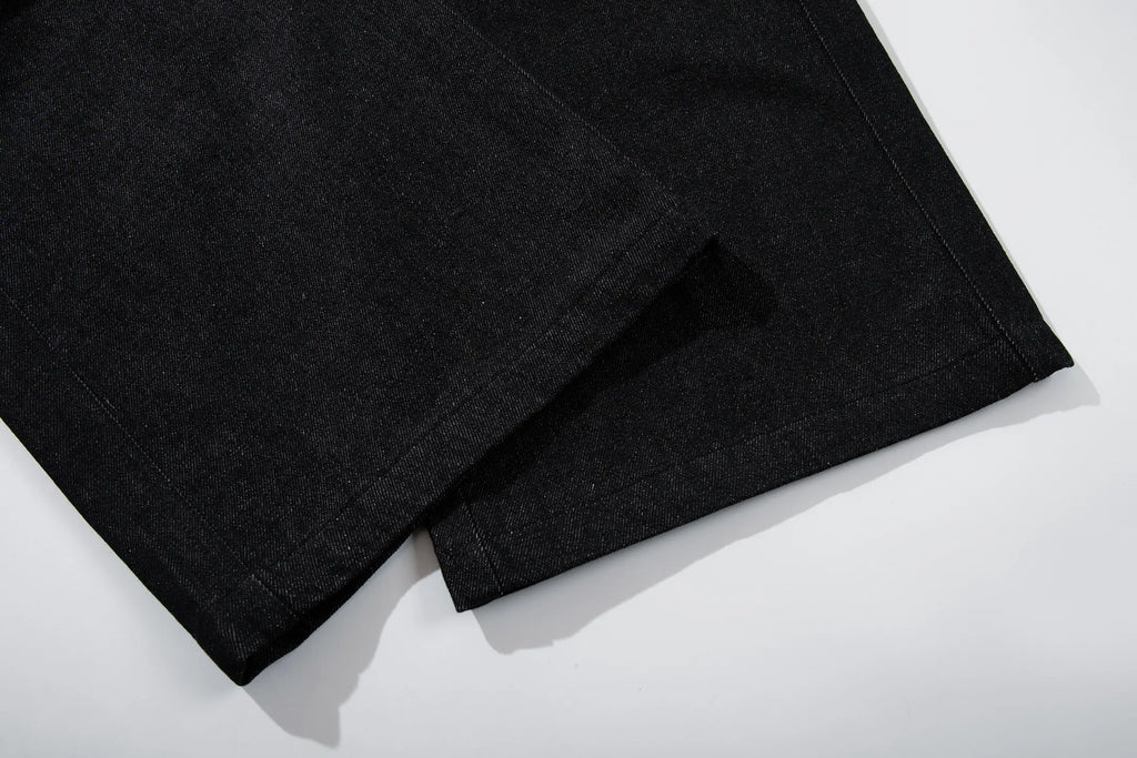 EAC–Dual-Waist Leather Panel Wide-Leg Jeans