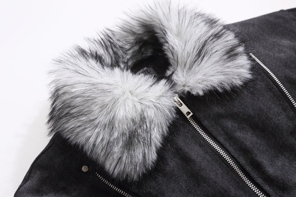 EAC–Faux Fur Collar Cropped Padded Jacket