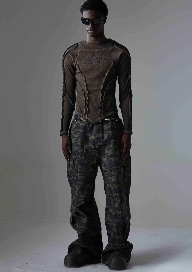 EAC – Washed Camo Studded Cargo Jeans