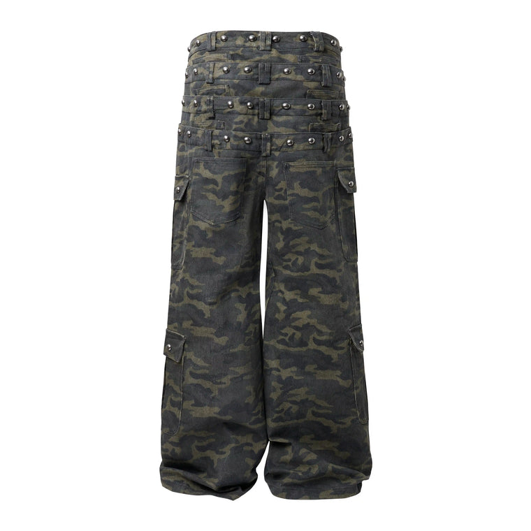 EAC – Washed Camo Studded Cargo Jeans