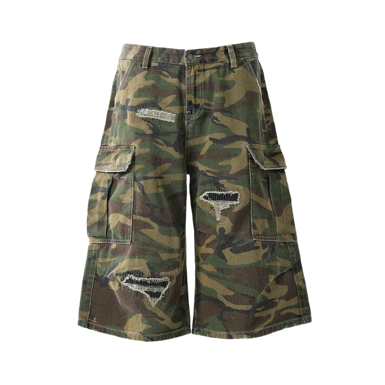 EAC – Distressed Camo Cargo Jorts